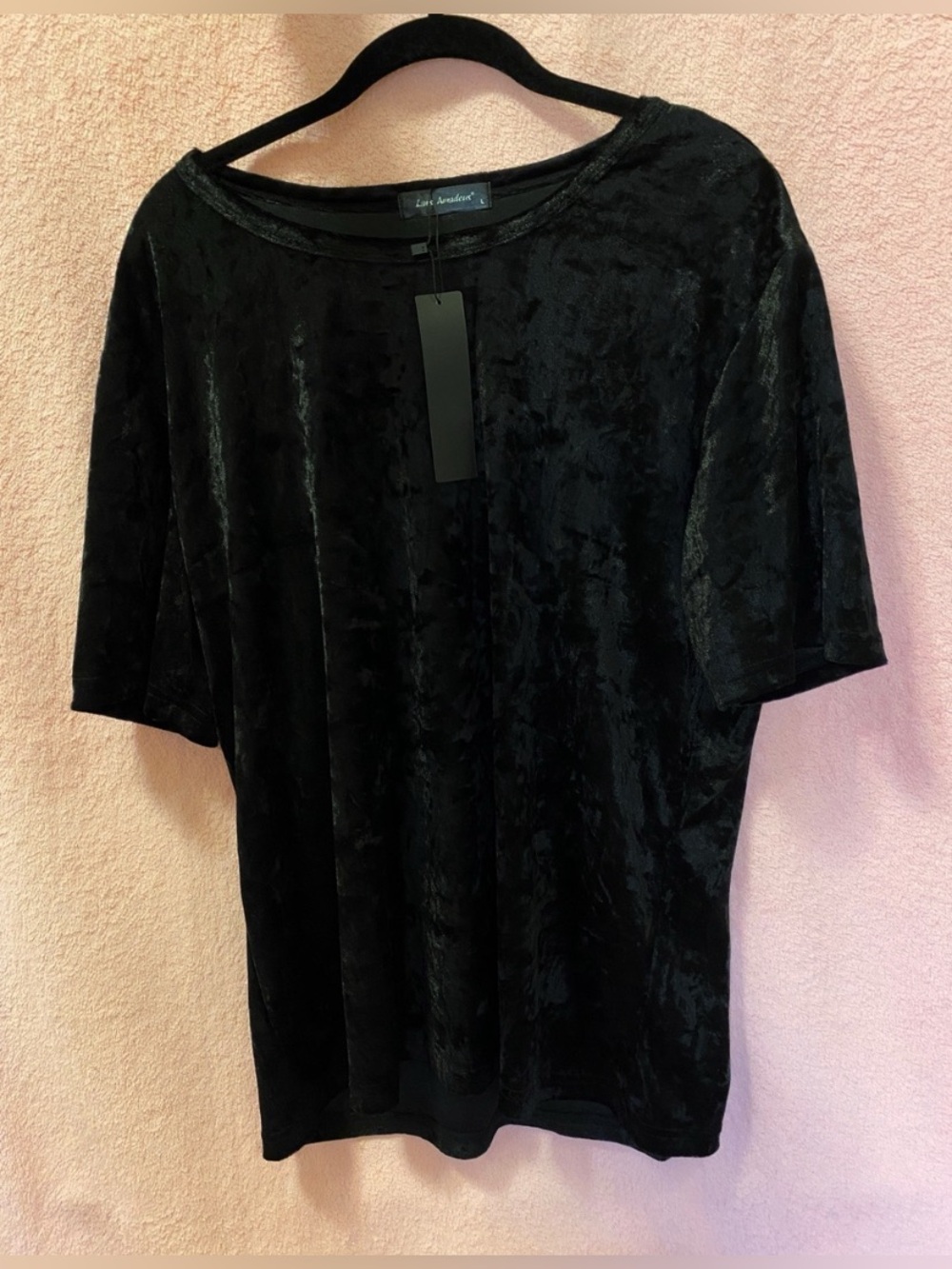Velvet Tshirt Lars Amadeus Black Elevated Neutral Basic Neutral Tee Velour Large